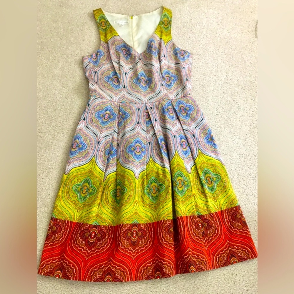London Times Mandala Kaleidoscope Print Fit & Flare Pocket Dress Dress 6